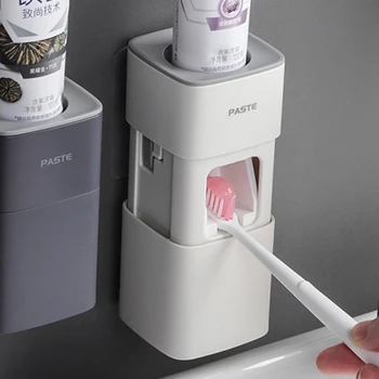 

Bathroom Wall-mounted Automatic Punch-free Toothpaste Dispenser Household Toothbrush Holder Bathroom Accessories Supplies
