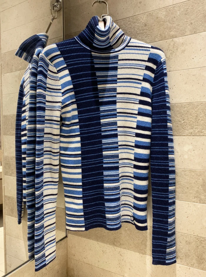 Plaid color matching high neck sweater cashmere+ wool blend slim bottoming shirt high quality women's high stretch sweater