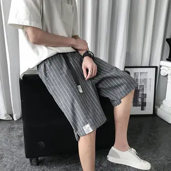 

Men's shorts 2020 summer new slim solid color stripe printing 5 minutes pants shorts loose casual personality youth men's wear