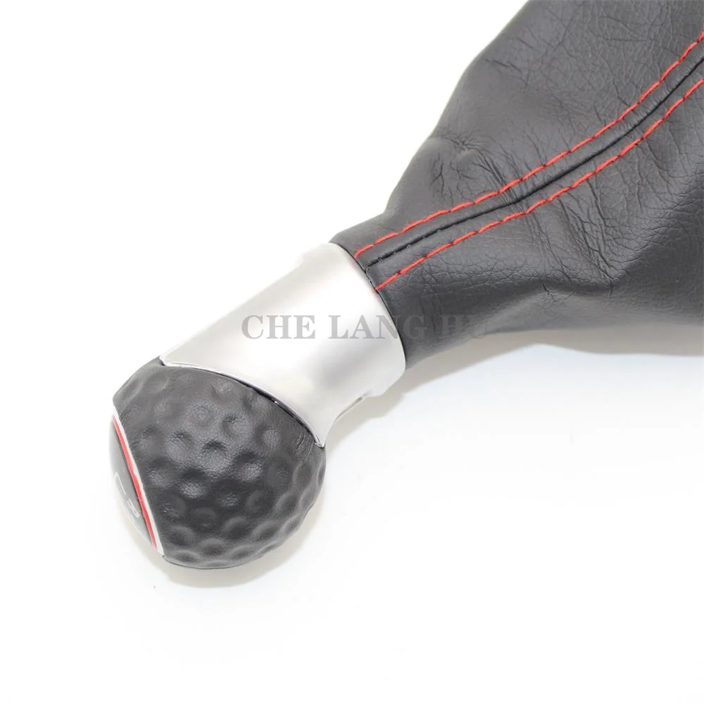 Для VW Jetta MK4 Bora 1998 1999 2000 2001 2002 2003 2004 2005 ручка переключения рулевого механизма автомобиля с черным кожаным Красная Нить 5 скорости 12 мм