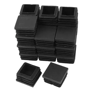 

Promotion! 24 Pcs 30mm x 30mm Plastic Ribbed Square End Caps Tube Insert Black