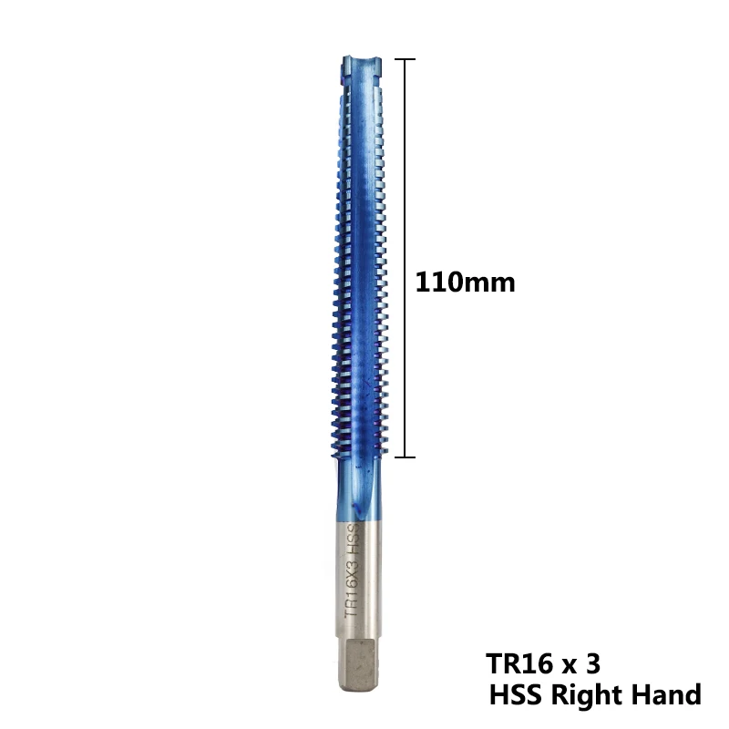 1pc Right Hand TR8-TR16 Trapezoidal Thread Tap For Metal Drilling HSS Screw Tap Drill Bits Nano Blue Coated Metric Machine Tap - Цвет: 1PC TR16X3.0 Right