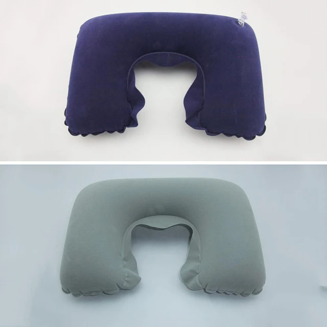 1pc U-Shape Inflatable Pillow Cushion  For Airplan Travel Home Comfortable  Soft Sleep Pillow Accessories 2