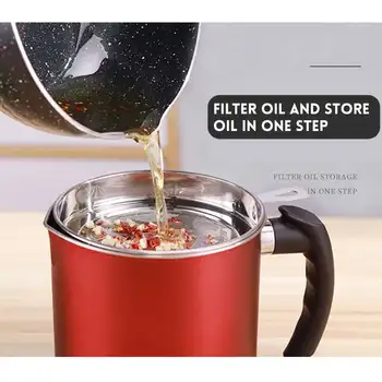 

1.3L Stainless Steel Lard Oil Strainer Pot Large Capacity Filter Oil Separator Storage Tank Kitchen Cooking Tools Oil Bottlle