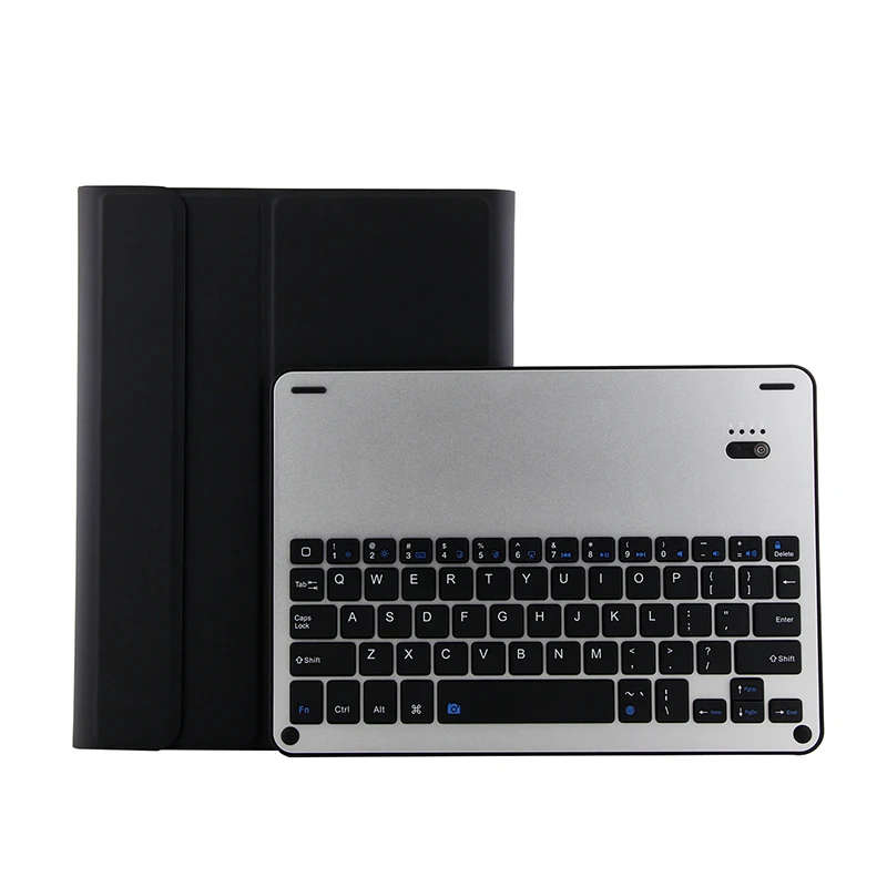 Bluetooth клавиатура чехол для iPad 9,7 Крышка для iPad 9,7 /Pro 9,7/Air 2/Air Съемный Алюминиевый чехол с клавиатурой стенд - Цвет: Black-Silver