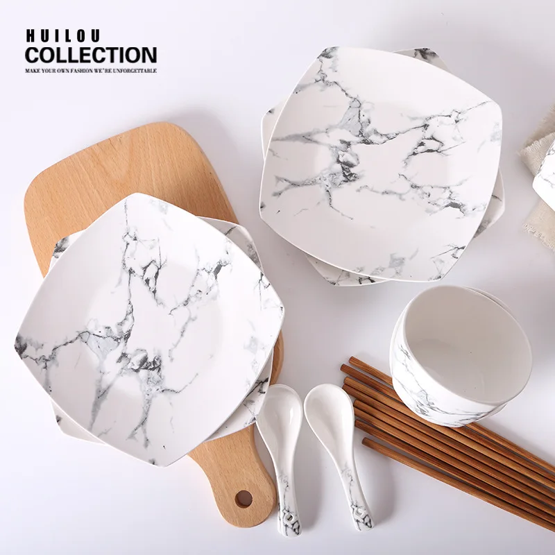 

Gift Ceramic Tableware Creative Plate Household Meal Tray Salad Dish Bowl Dish & Plate Set Customizable