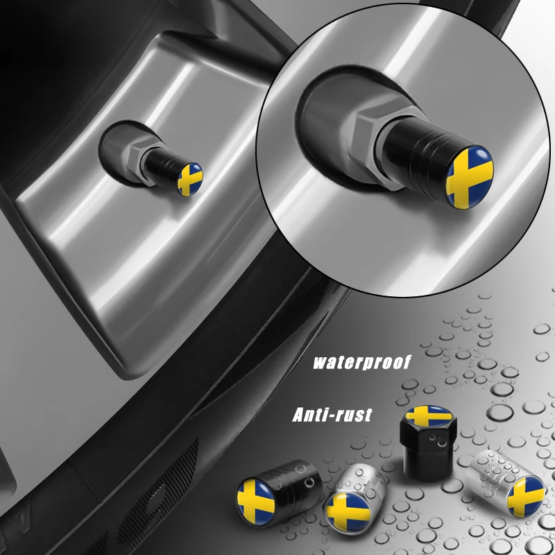 Car Styling 4Pcs Metal Sweden Logo Wheel Tire Valve Stem Caps Cover For Volvo V40 V50 V60 V70 S40 S60 S60L S70 S80 S90 XC40 XC60 |