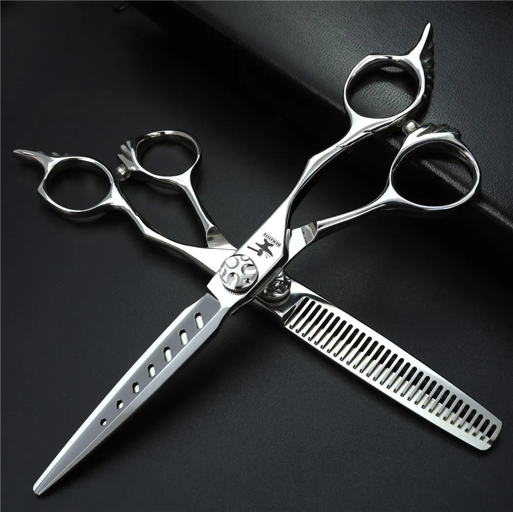 Парикмахерские инструменты для укладки 6 дюймов Профессиональные Парикмахерские ножницы японские Парикмахерские ножницы и истонченные ножницы - Цвет: set