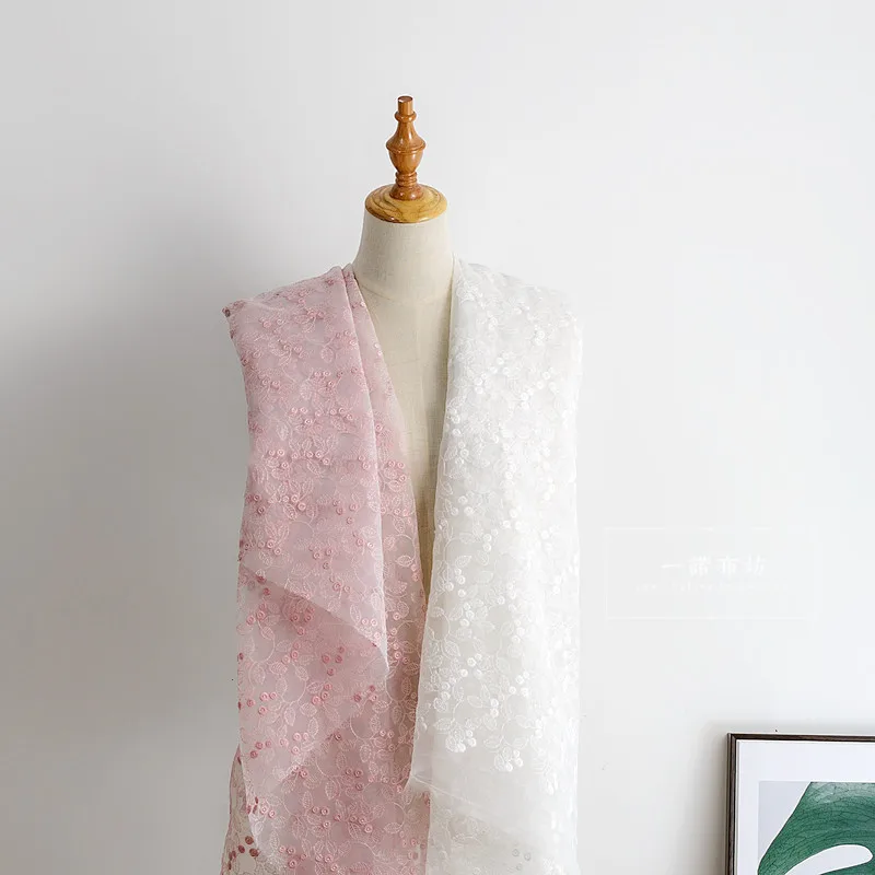 50x130 см модная розовая органза вышивка маленький цветок Чистая Пряжа кружевная ткань diy свадебное платье юбка костюм материалы домашний декор