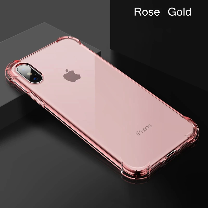 Противоударный Прозрачный чехол для iphone 11 Pro XS MAX XR X 10 7 8 6 6S Plus для samsung Galaxy S10 Plus S8 S9 Gasbag мягкий чехол из ТПУ - Цвет: RosGold