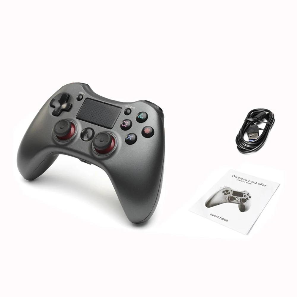 Black Беспроводной Bluetooth для PS4 Геймпад ABS сенсорный экран двойной шок двойной вибрации игровой джойстик контроллер для PS4 - Color: Black