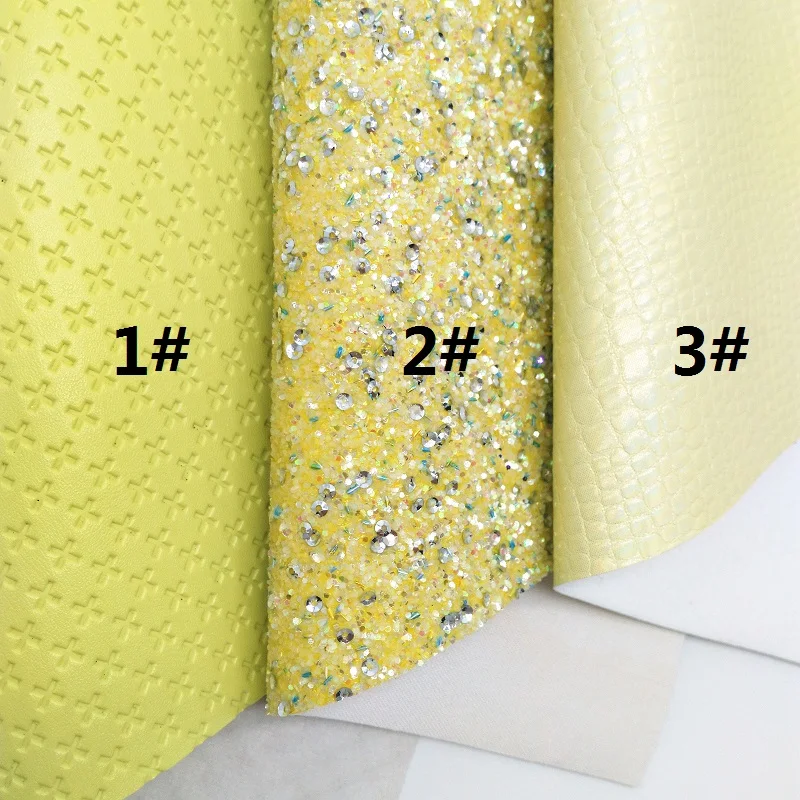 Lemon Glitter Fabirc, ткань из искусственной кожи, Переливающаяся искусственная кожа листы для банта А4 21x29 см мерцание Ming XM533 - Цвет: 1 set