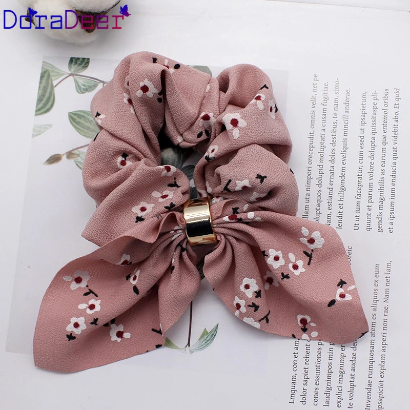 

DoraDeer Scrunchie Girls Floral Hair Accessories Women Blue Bandanas Elegant Ponytail Holder Hair Band Headbands Hair Bands Lady