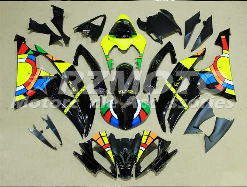4 подарки набор впрыскивателей Мотоцикл Обтекатели Fit для YAMAHA YZF-R6-600 2008- 08-16 обтекатель КУЗОВ комплект черного, желтого цвета