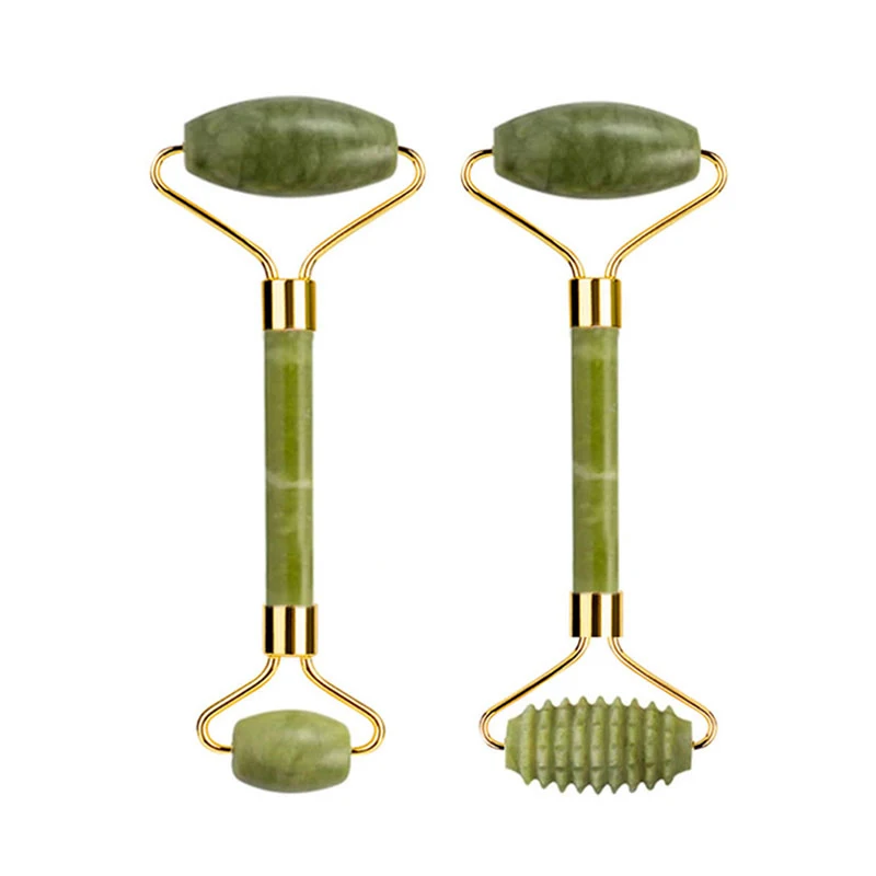 Natural Jade Stone Gouache Scraper Face Roller Gua Sha Massager For Face Body Massage Set Anti-Wrinkle Beauty Relaxation Tool