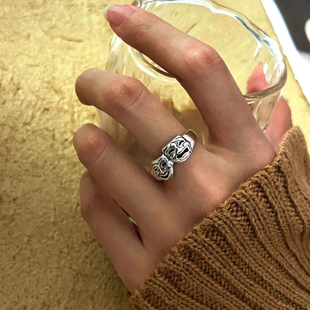 Punk Gothic Heart Ring Set for Women Black Dice Vintage Spades Ace Silver Plated Retro Rhinestone Charm Billiards Finger Jewelry