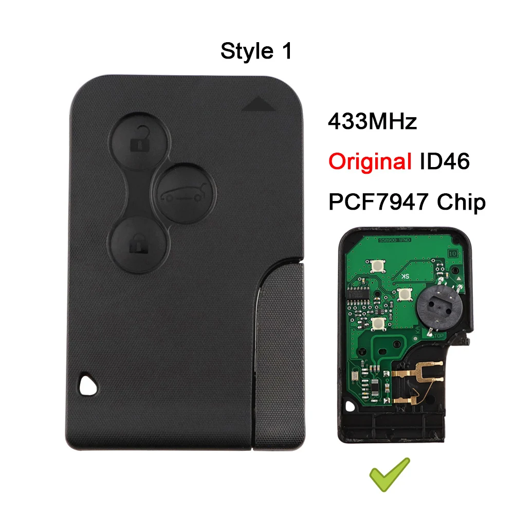 Chiave/Telecomando Per Renault Megane 2 3 Scenic Clio Logan Card Chiave Remota Con Chiave Piccola - 3 Button Smart Card 433mhz Originale Id46 Pcf7947 Chip Renault - H4ea8ef6d1cbc4caa9f94bf7bb0dd82a4n