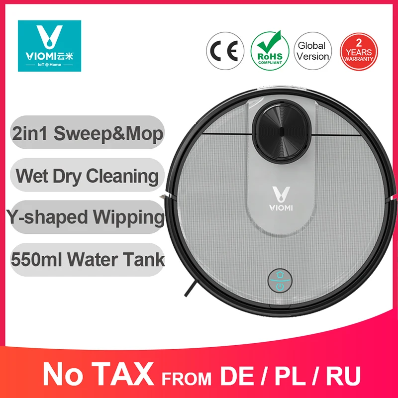 

EU STOCKVIOMI V2 PRO Robot Vacuum Cleaner 550ml Electric Water Tank 2100Pa 2in1 for Pets, Dry Wet Hair Cleaning Mopping Master