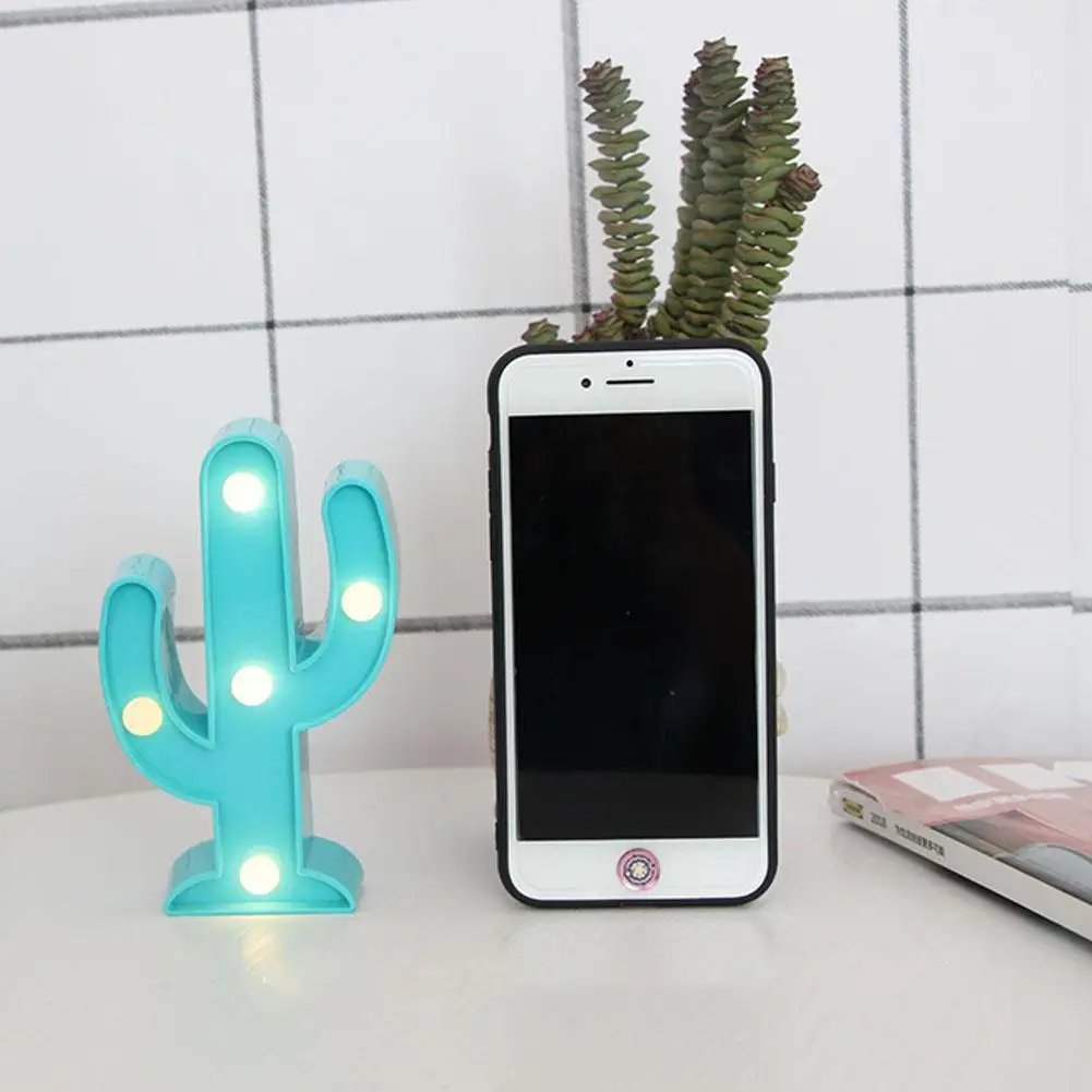 Blue cactus Креативная 3D настольная лампа мультфильм ананас/Фламинго/Моделирование кактусов настольный ночник светильник светодиодный светильник украшение дома и офиса подарок - Испускаемый цвет: Blue cactus