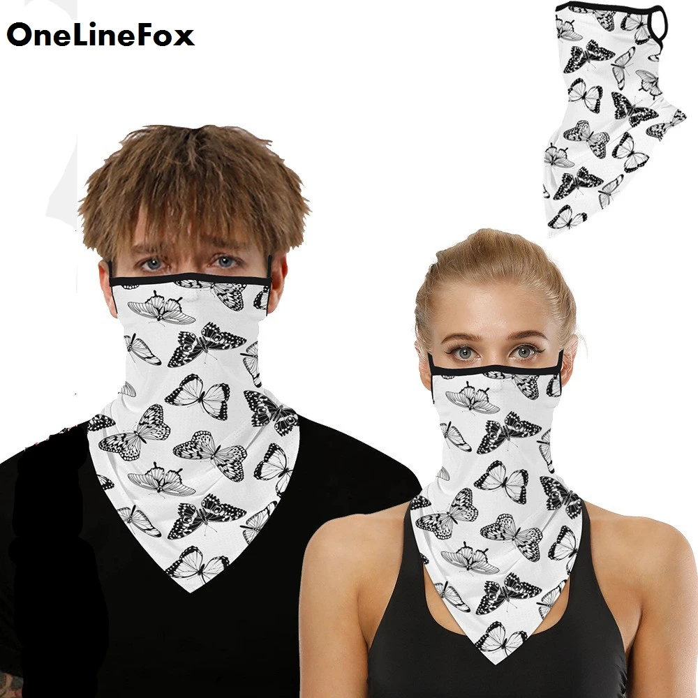 

OneLineFox Butterfly Triangle Paisely Bandana Multi-function Face Neck Balaclava Outdoor Print Seamless Facemask Windproof Scarf