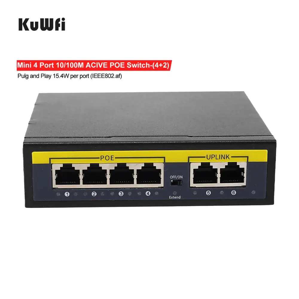 Interruptor de Rede Injector para Câmera – sem Fio Mbps Ethernet 4 Portas Interruptor ip ap – Cctv 48 v Poe 100