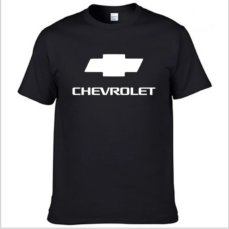Mens Short Sleeve Chevrolet Car Logo T-shirt Summer casual male solid colour Cotton T shirts Fashion HipHop Harajuku Men Clothes | Мужская