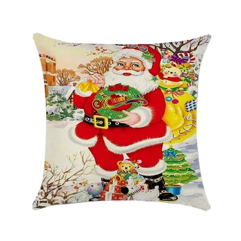

Christmas Cushion Cover Print Pillow Case Polyester Sofa Car Cushion Cover Home Decor fundas cojines decorativos pillowcase