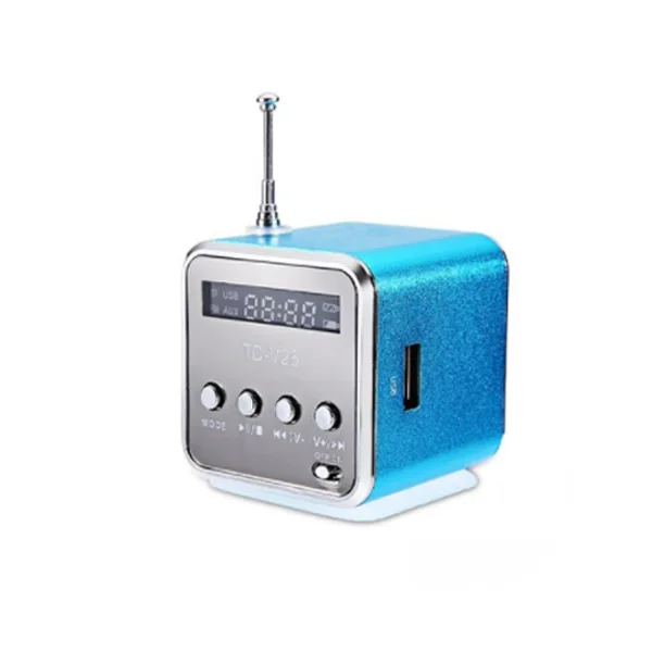 Blue Rovtop портативный TD-V26 цифровой fm-радио динамик мини fm-радио приемник с ЖК-дисплеем стерео громкий динамик Поддержка Micro TF карта - Цвет: Blue