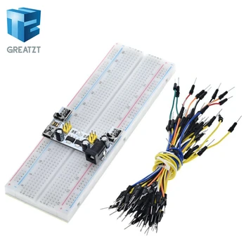 

3.3V/5V MB102 Breadboard power module+MB-102 830 points Prototype Bread board for arduino kit +65 jumper wires wholesale