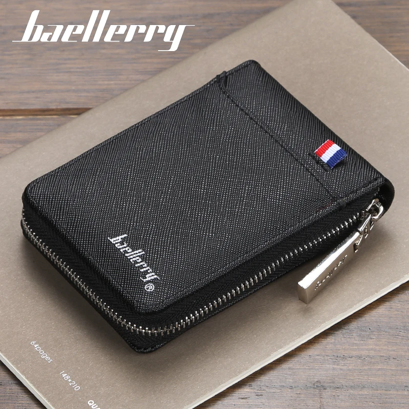 Cartera pequeña con cremallera para hombre, tarjetero pequeño de Estilo vintage para hombre, mini cartera con monedero