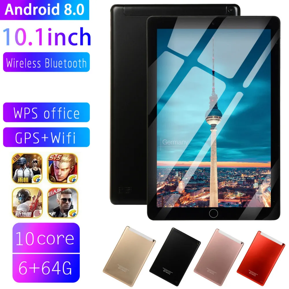 WiFi планшетный ПК 12800*800 ips экран 10 дюймов десять ядер 6G+ 64G Android 8,0 Dual SIM планшет с двумя камерами gps телефон Pad