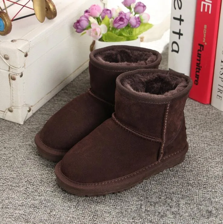 Новая детская обувь для малышей, детские зимние теплые ботинки, обувь для мальчиков и девочек, зимние ботинки, большие размеры 21-35 - Цвет: Chocolate