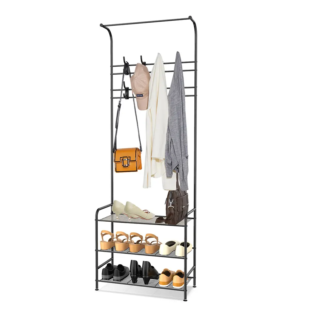 Coat Stand Clothes Rack Airer Shoe with 7 Hooks Hanging Shelf Home Bedroom Storage Garment Organizer | Дом и сад
