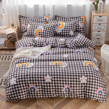 

49 plaid comforter bedding sets Rainbow duvet cover set cute bed linen bed sheets set