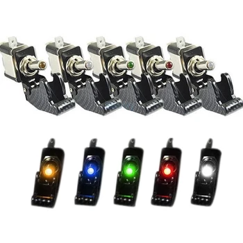 

Car LED Light SPST Toggle Rocker Switch With Protective Cover 12V 20A Fog Light Control ON/OFF For Auto Offroad Racing L