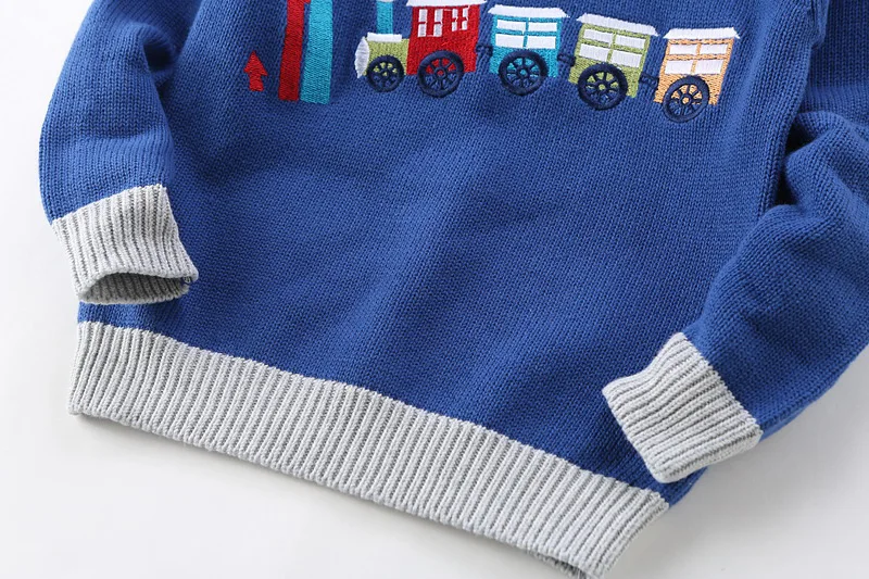 Свитер для мальчиков 1-10 лет; детская одежда с рисунком поезда; сезон осень-зима; пуловеры с круглым вырезом для девочек; вязаные свитера с круглым вырезом; одежда для детей