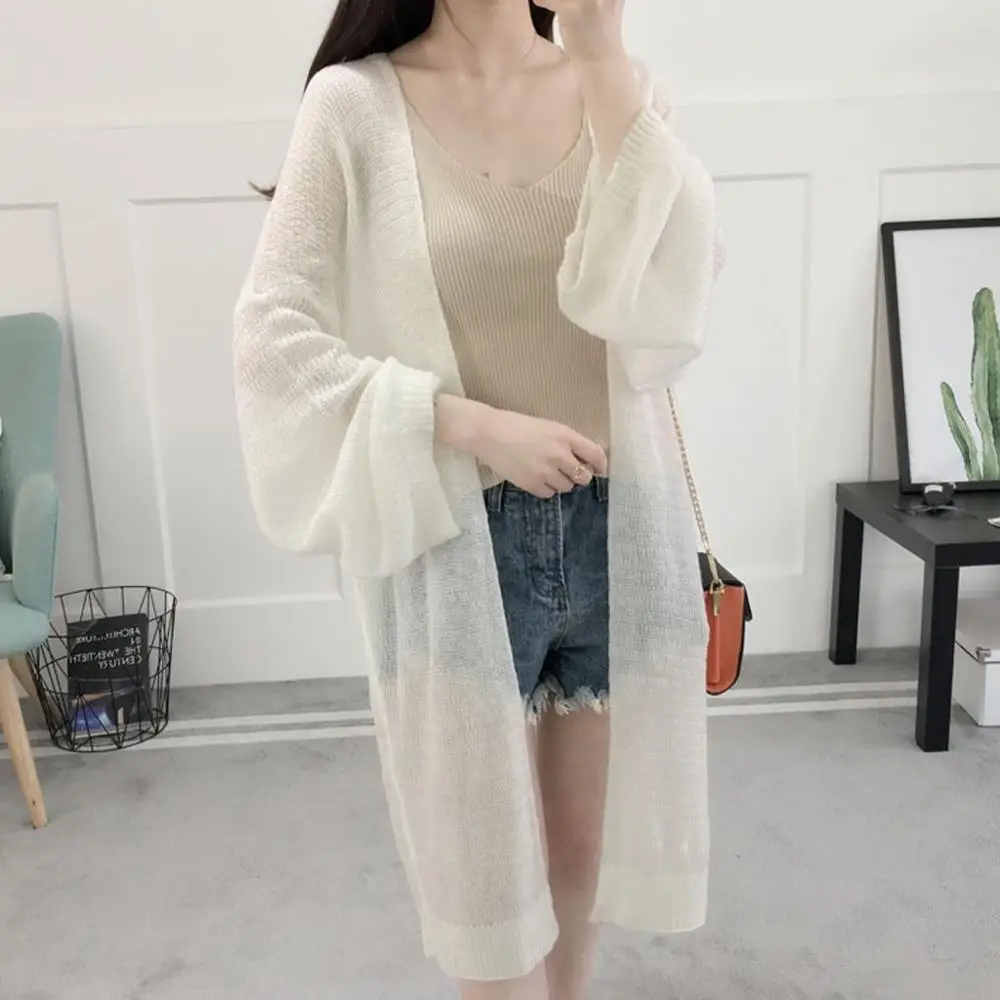 Knitted Cardigan Women Long Coat Autumn Casual Sleeve Solid Lantern 2019 Warm Female A1 |