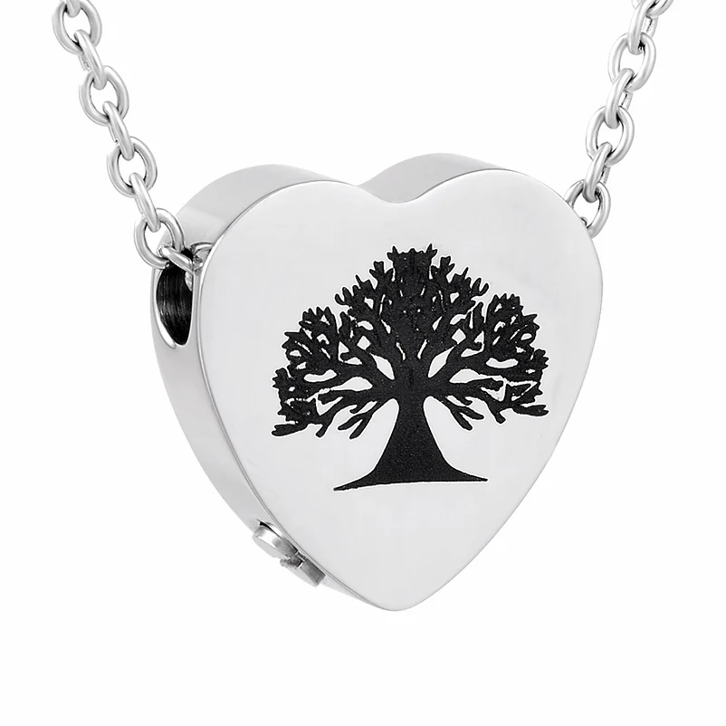 Tree of Life Heart Shape Cremation Jewelry For Ashes Stainless Steel