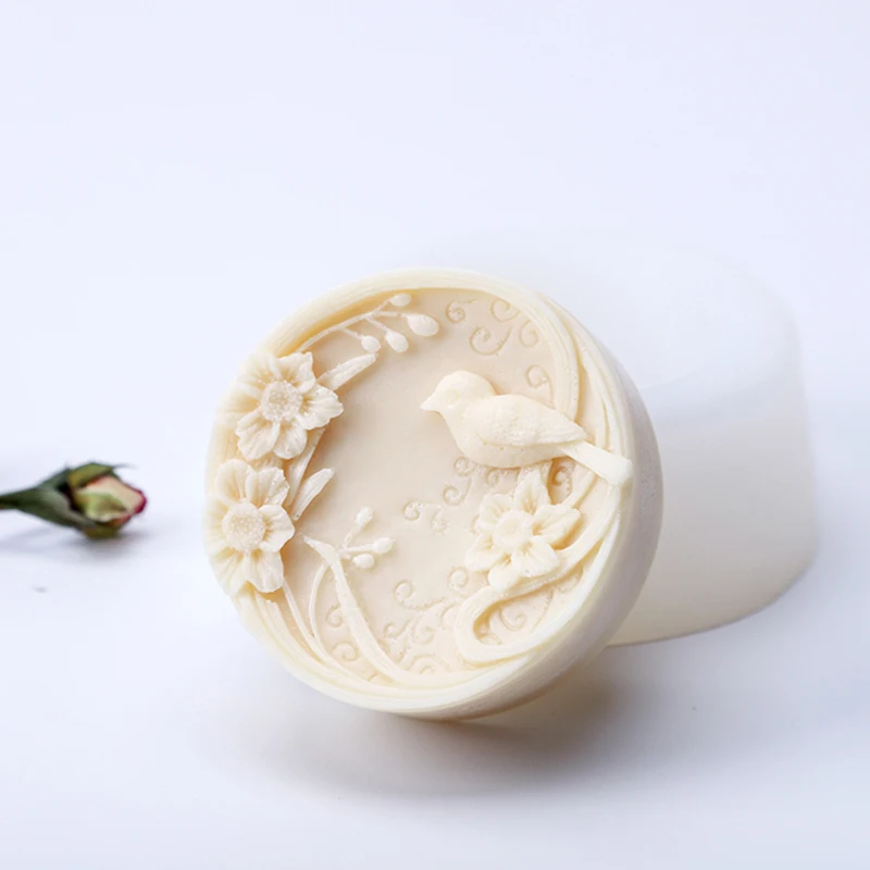 Round Shape Handmade Soap Silicone Mold Peony Rose Flowers Soap Making Molds