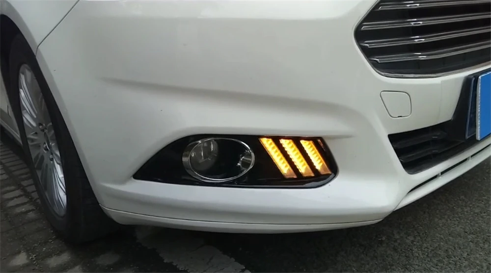1 пара для Ford Mondeo Fusion 2013 желтое реле сигнала поворота водонепроницаемый автомобильный DRL светодиодный светильник дневного света