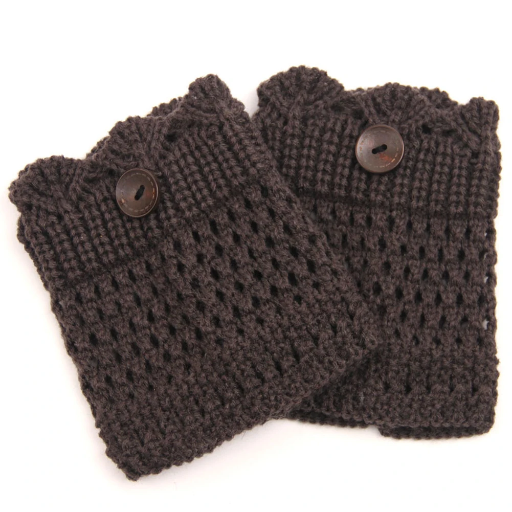 Women Winter Button Hollow Woolen Knitted Leg Warmers Cuffs Toppers Boot Covers Women Boot Cover Keep Warm Socks Solid Color