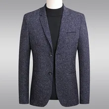 Модный Мужской приталенный Блейзер, деловой костюм, пиджак на одной пуговице, повседневное пальто с длинным рукавом, весенняя куртка из полиэстера G3