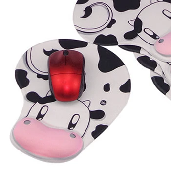 

Cute With Wrist Mat Desktop Anti-slip Stereoscopic Lovely Cow Pattern Accessories Ultra-smooth Silicone Mouse Pad