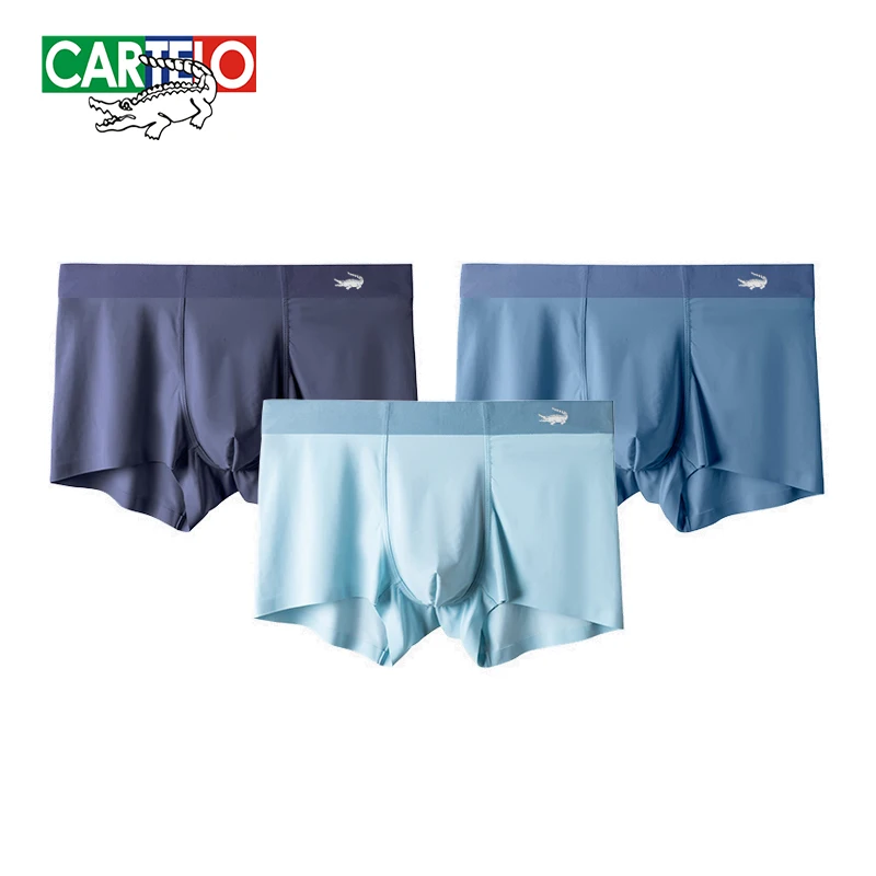 CARTELO Nylon Men's Antibacterial Underwear Men Soild Soft Boxers Underpants Male Panties Breathable Summer Shorts L-5XL 3pcs keds nylon banding shorts bue