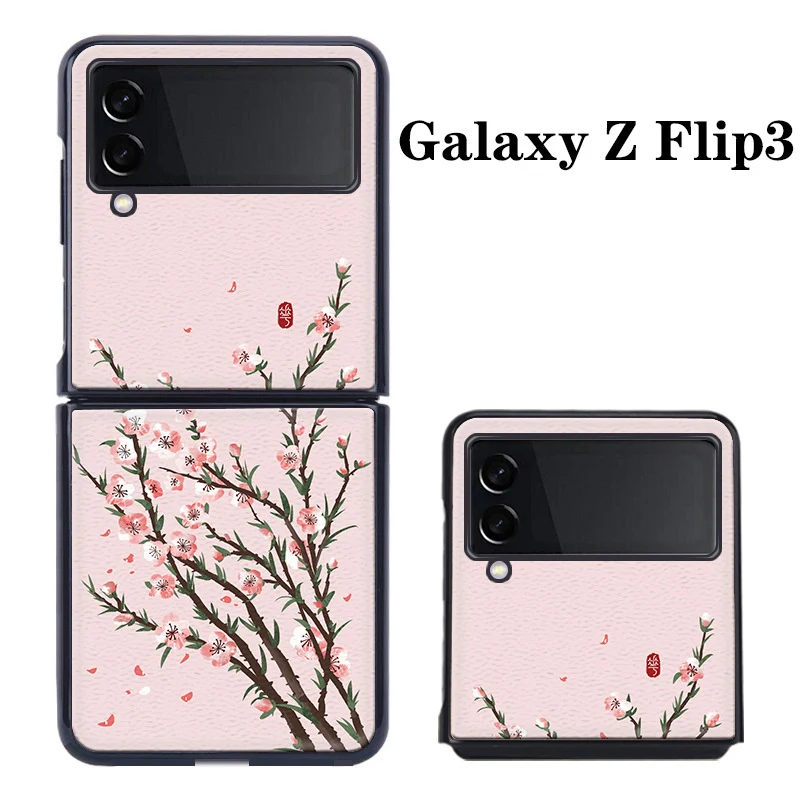 

Чехол с откидной крышкой Z 3, чехол для Samsung Galaxy Z, флип 3 Z, флип 2, Спарроу, стрекоза, персиковый цветок, чехол из искусственной кожи, чехол для телефона