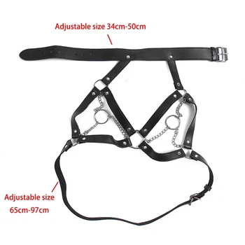 BDSM Fetish Bondage Collar Body Harness Sex Toys Adult Products For Couples Sex Bondage Belt Chain Slave Breasts Woman 5