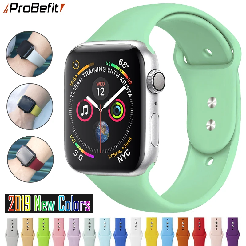 

soft Silicone Sports Band for Apple Watch 5 4 3 2 1 38MM 42MM Bands Rubber Watchband Strap for Iwatch series 5 4 40mm 44mm
