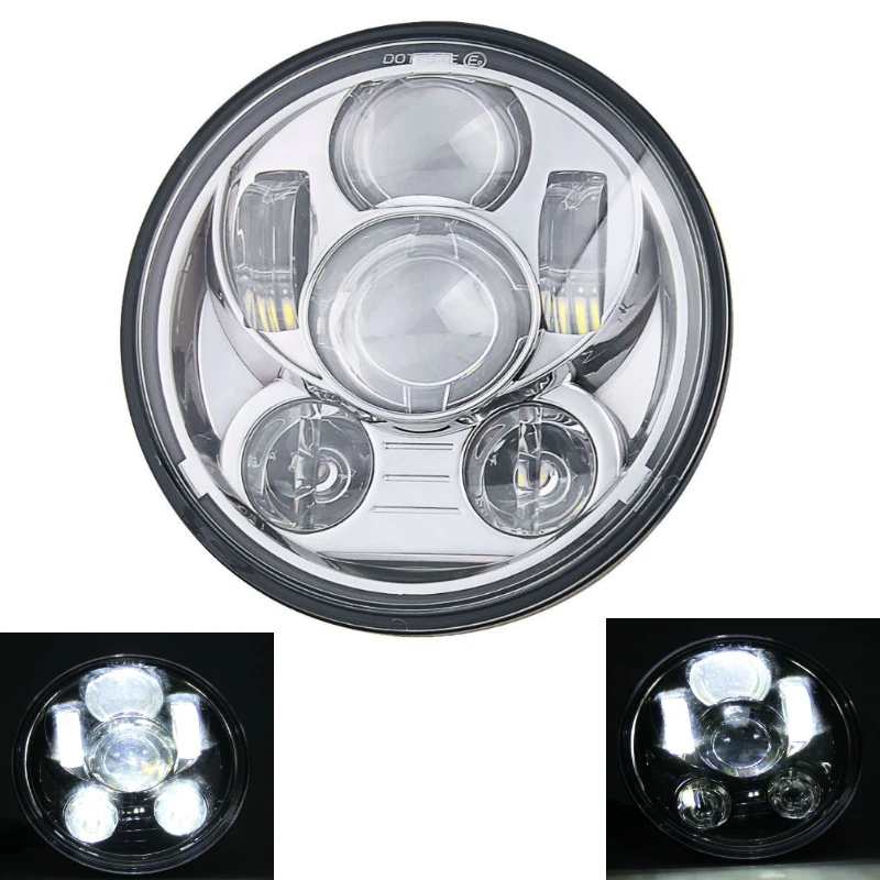 5,7" дюймовый светодиодный проектор для мотоцикла с DRL Halo angel eyes для Sportster Iron XL883C Dyna XL1200C индийский разведчик - Цвет: F Chrome
