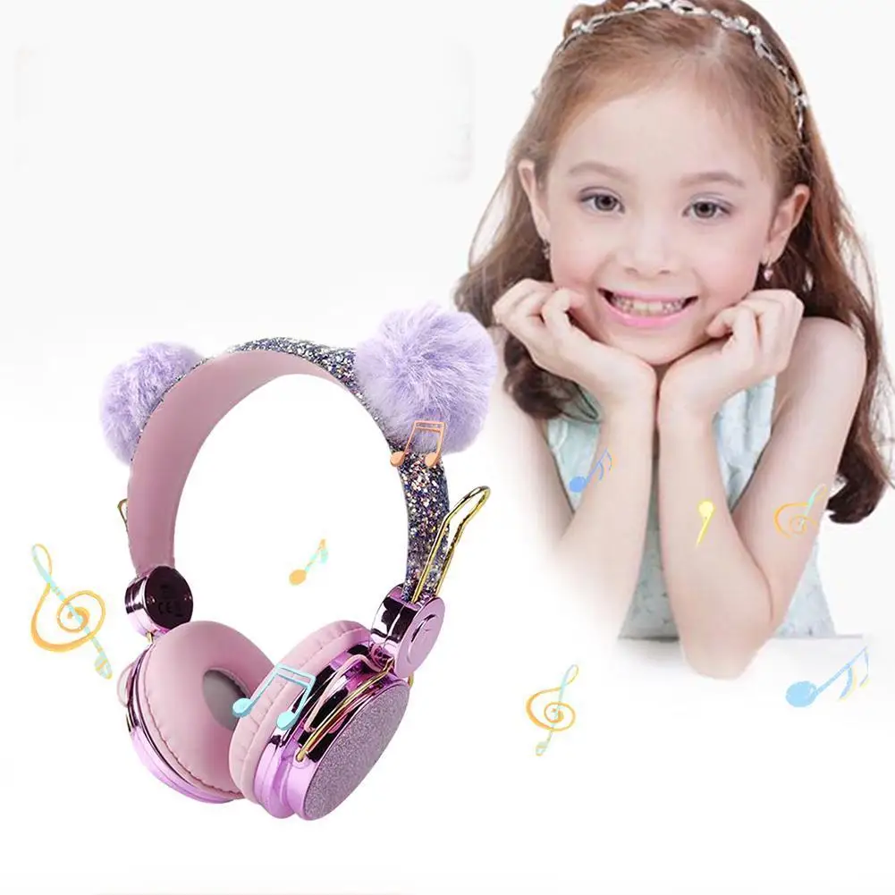 Cute Headphone For Kids With Microphone Girls 3 5mm Headphones Mobile Phone Stereo Gamer For Computer Music N2W0
