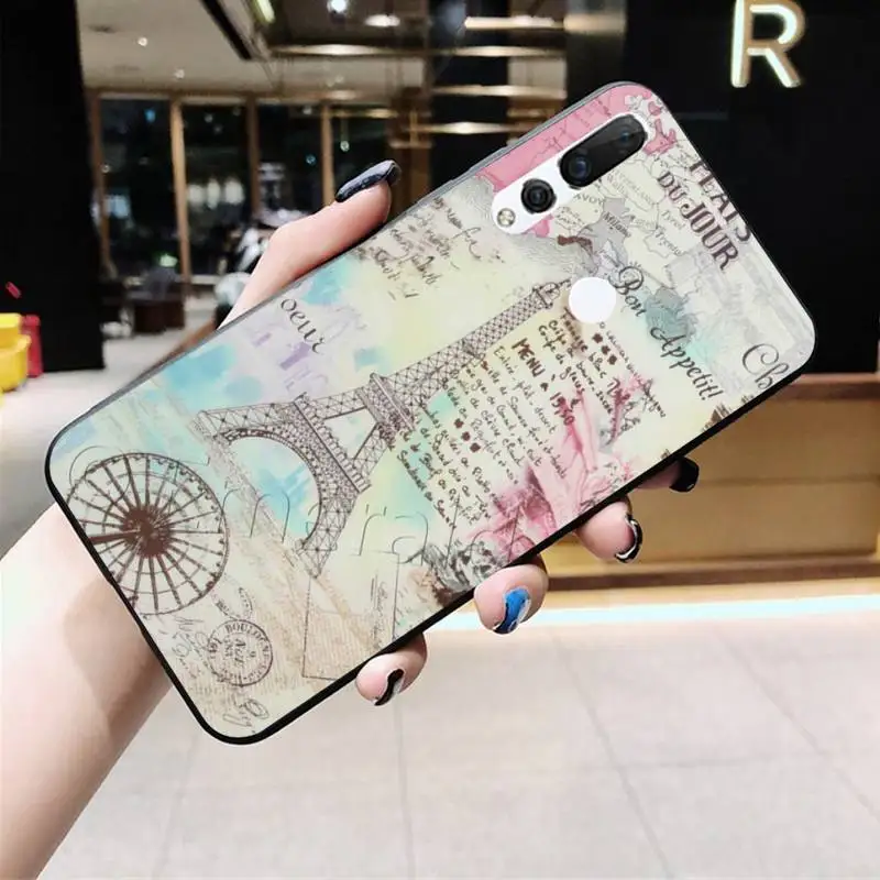 CUTEWANAN Paris Tháp Eiffel DIY In Hình Điện Thoại Ốp Lưng Dùng Cho Huawei Honor 30 20 10 9 8 8x 8c v30 Lite Xem Pro